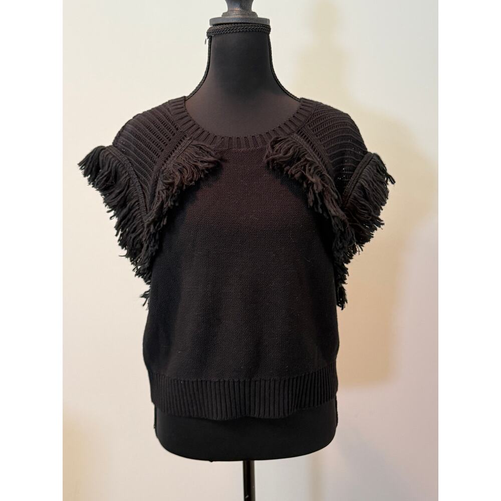 BCBG Max Azria Black Fringe Sweater
